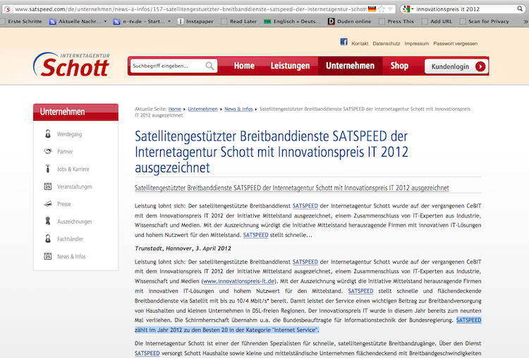 Schott wirbt falsch als Sieger beim Innovationspreis IT 2012